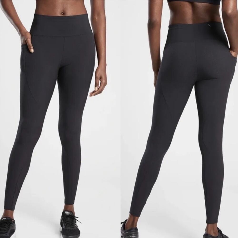 Athleta Quest Hybrid High Rise Tight With Pockets Black Sz 4‎ Active Running Gym